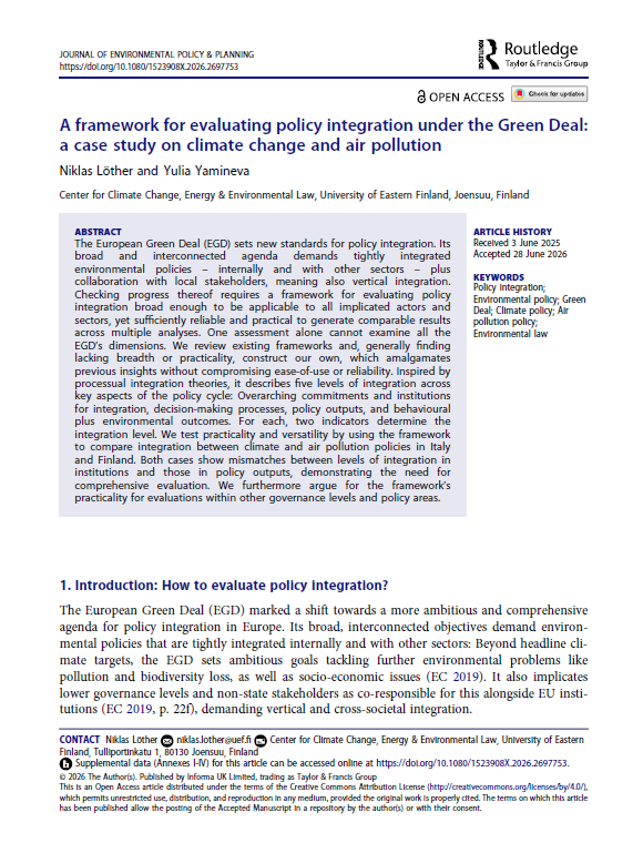 Framework for Evaluating Policy Integration
