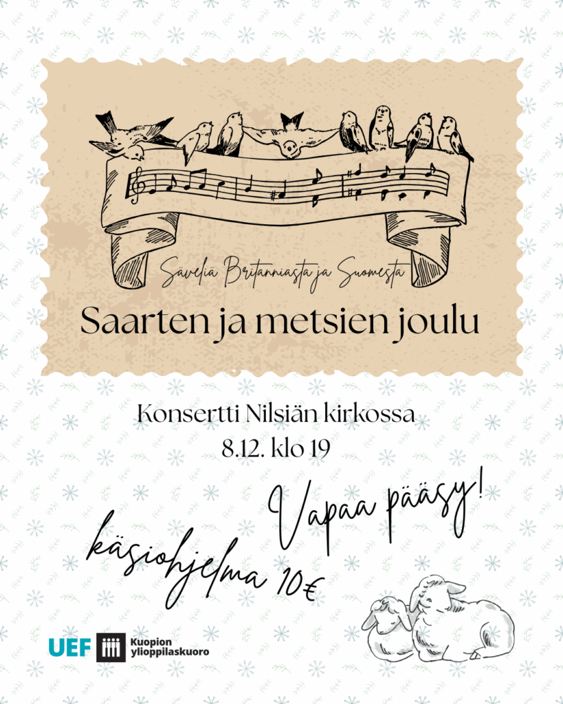 Säveliä Britanniasta ja Suomesta – Saarten ja metsien joulu- Konsertti Nilsiän kirkossa 8.12. klo 19. Vapaa pääsy, käsiohjelma 10 €.