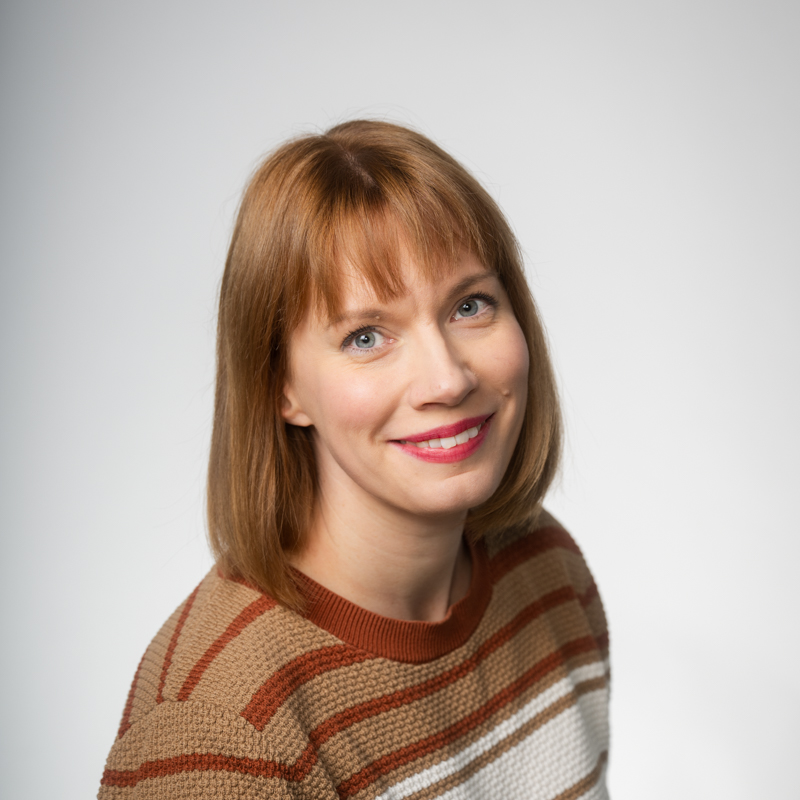 Pauliina Lukinmaa smiling to the camera