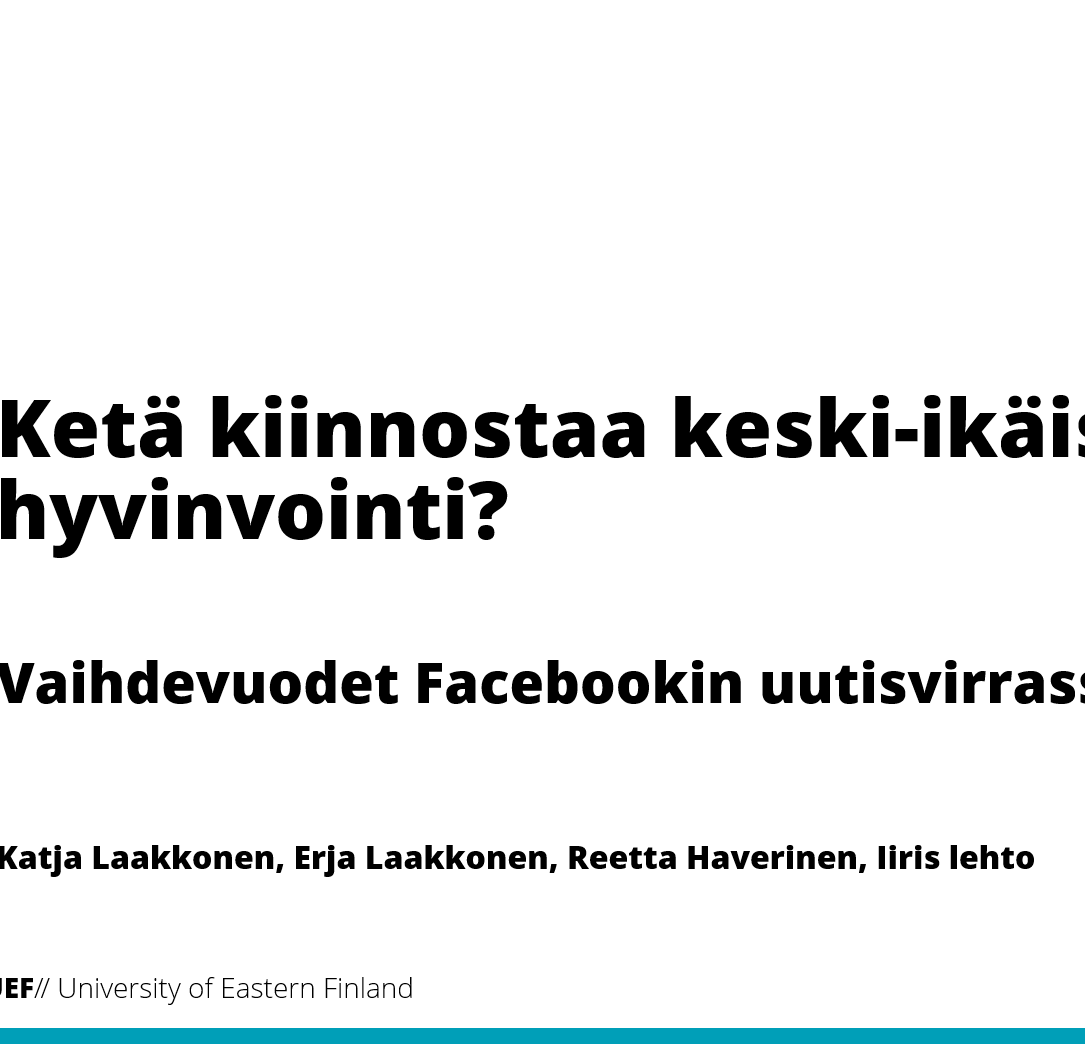 Screenshot of the presentations first slide. Finnish text: 