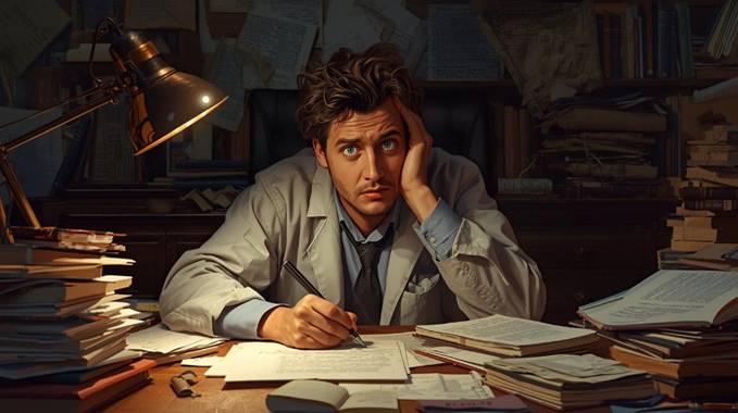 Researcher looking overwhelmed