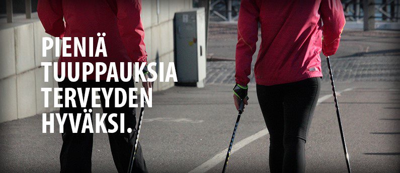 Image with Finnish text: Pieniä tuuppauksia terveyden hyväksi.